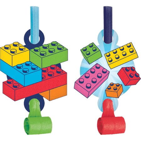 Creative Converting Block Bash Toy Blocks Party Blower Horns, 48PK 372697